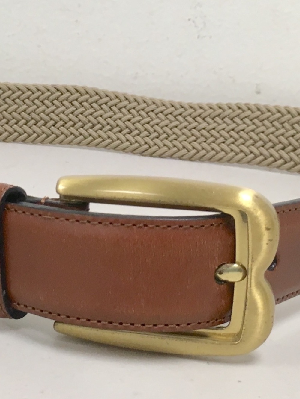 Bally Italy Brown Leather woven stretch belt 34